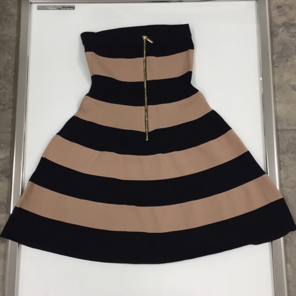 Bebe Black and Tan fit and flare tube dress - Picture 3 of 5